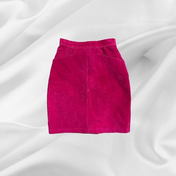 Bagatelle Pink Genuine Suede Skirt - Picture 1 of 4